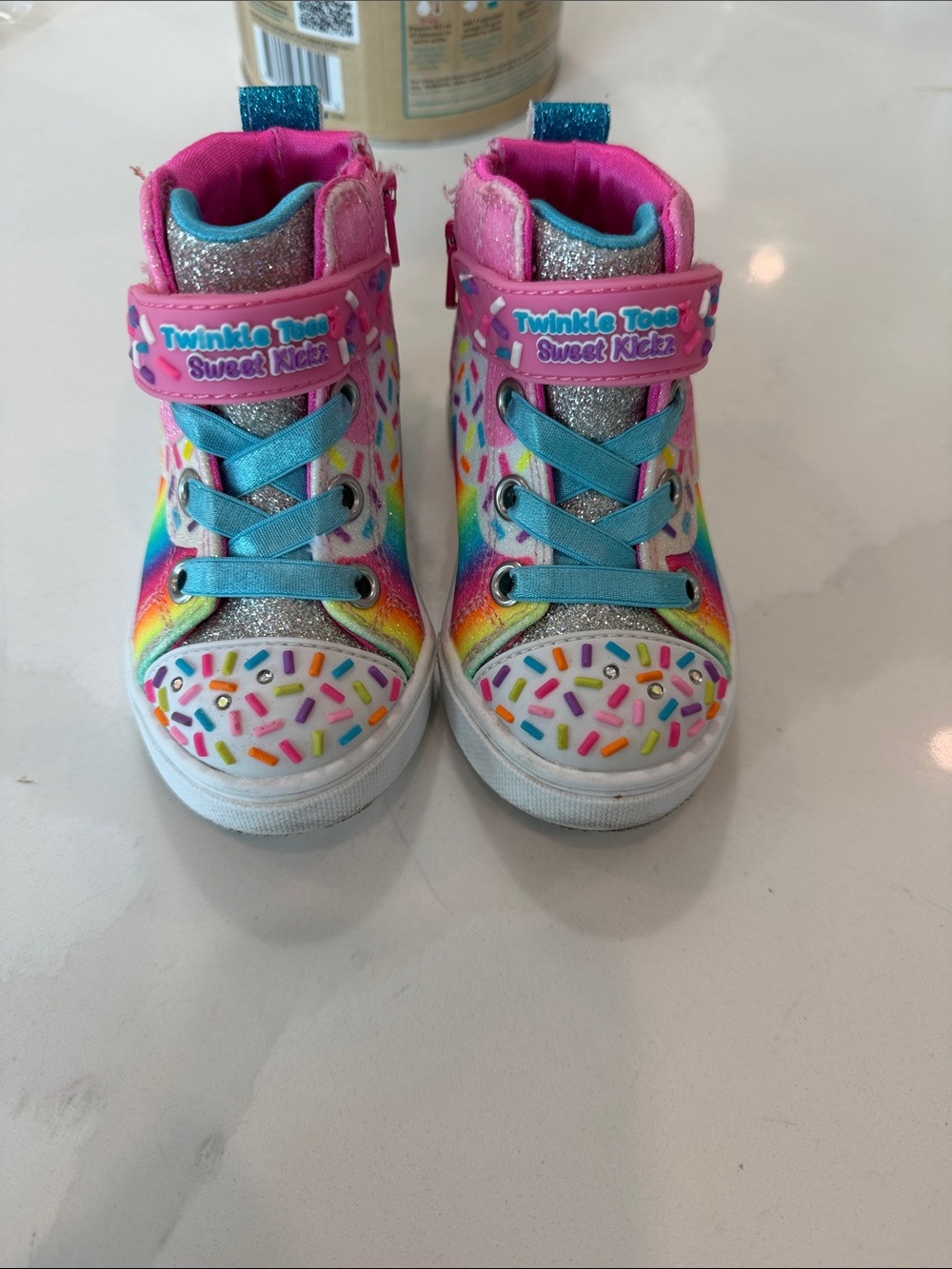 Skechers Twinkle Toes Rainbow Sprinkle High-Top Sneakers - Pink/Blue